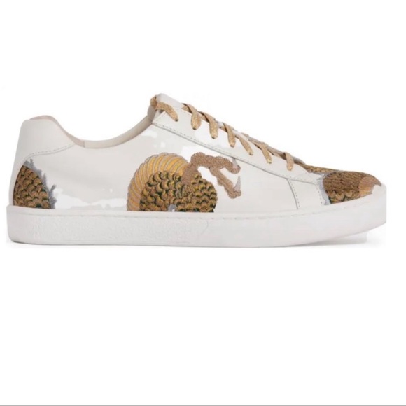 Johnny was Women's White and Gold Sneakers - Picture 3 of 12